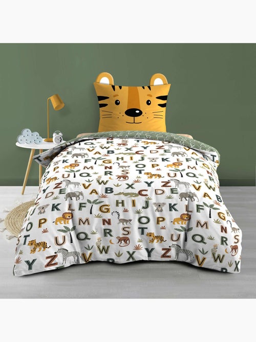 Juego de cama infantil reversible de algodón con diseño de alfabeto y animales - Kiabi