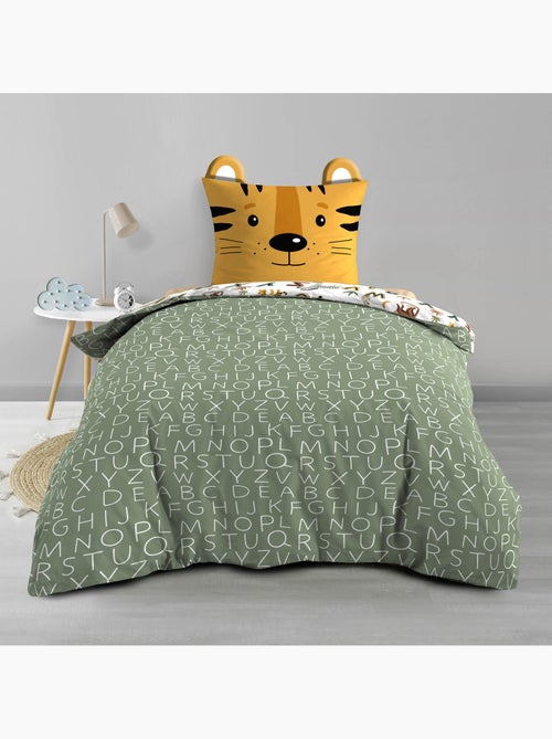 Juego de cama infantil reversible de algodón con diseño de alfabeto y animales - Kiabi