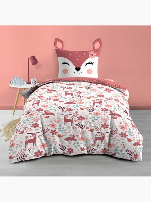 Juego de cama infantil reversible de algodón con diseño de cervatillo y flores - Kiabi Juego de cama infantil reversible de algodón con diseño de cervatillo y flores - Kiabi