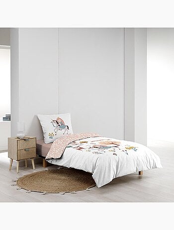 Juego de cama infantil reversible de algodón con diseño de princesa y unicornio