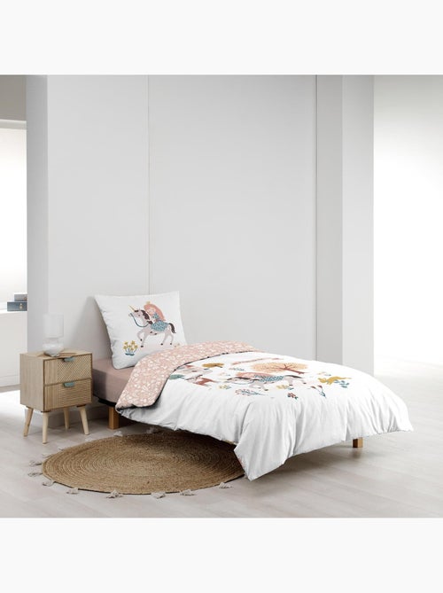 Juego de cama infantil reversible de algodón con diseño de princesa y unicornio - Kiabi Juego de cama infantil reversible de algodón con diseño de princesa y unicornio - Kiabi
