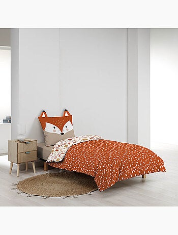 Juego de cama infantil reversible de algodón con diseño de zorros y naturaleza