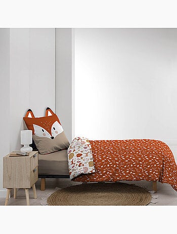 Juego de cama infantil reversible de algodón con diseño de zorros y naturaleza