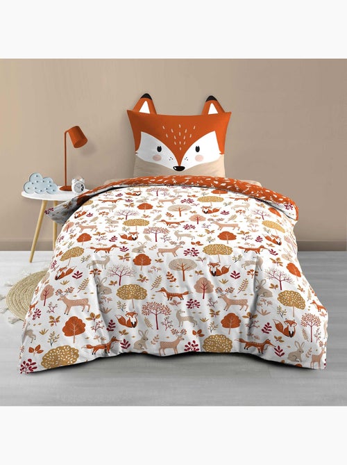 Juego de cama infantil reversible de algodón con diseño de zorros y naturaleza - Kiabi Juego de cama infantil reversible de algodón con diseño de zorros y naturaleza - Kiabi