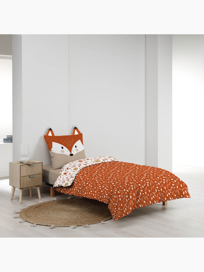 Juego de cama infantil reversible de algodón con diseño de zorros y naturaleza Naranja - Kiabi