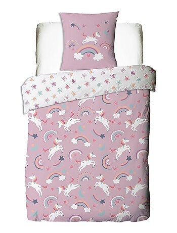 Juego de cama infantil reversible de unicornio