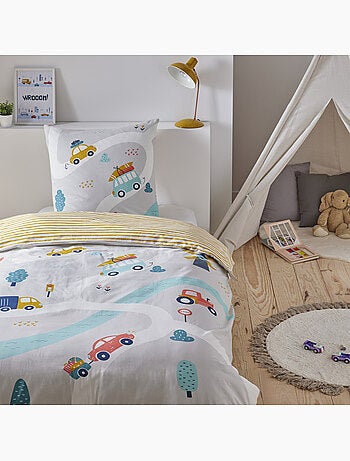 Juego de cama infantil reversible 'Future Home Kids' algodón estampado de vehículos