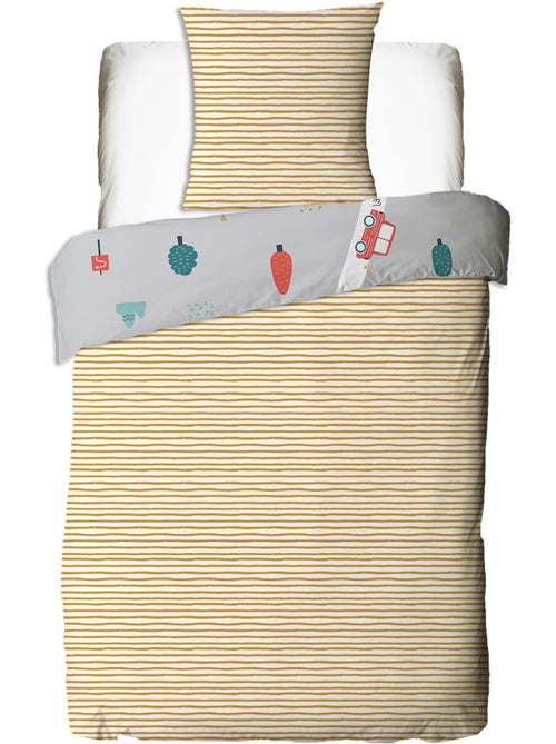 Juego de cama infantil reversible 'Future Home Kids' algodón estampado de vehículos - Kiabi Juego de cama infantil reversible 'Future Home Kids' algodón estampado de vehículos - Kiabi