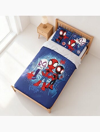 Juego de cama infantil Spider-Man con Spidey, Ghost-Spider y Spin reversible – 100% algodón