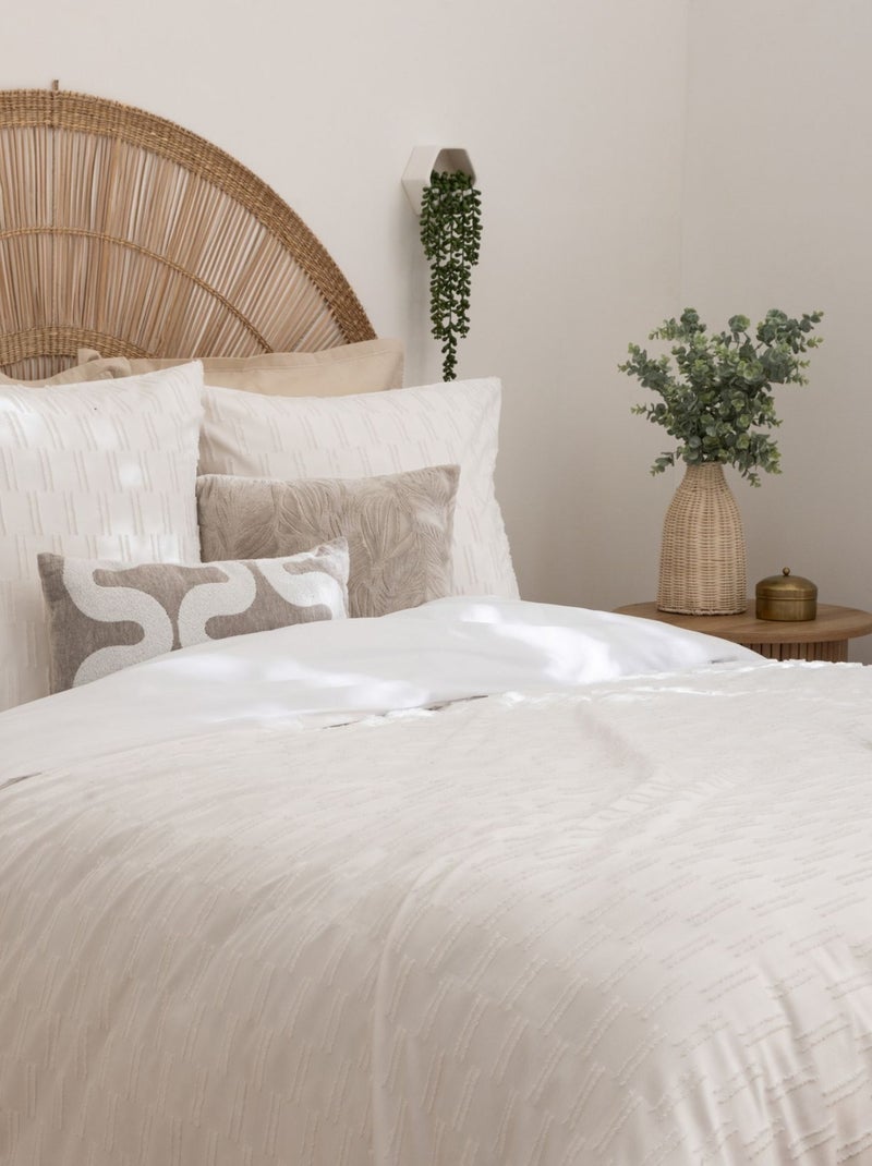 Juego de cama jacquard con líneas gráficas Blanco - Kiabi