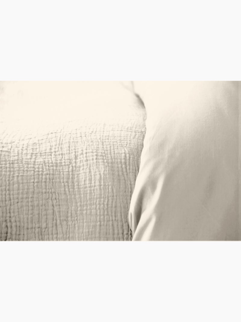 Juego de cama liso de gasa de algodón Beige - Kiabi