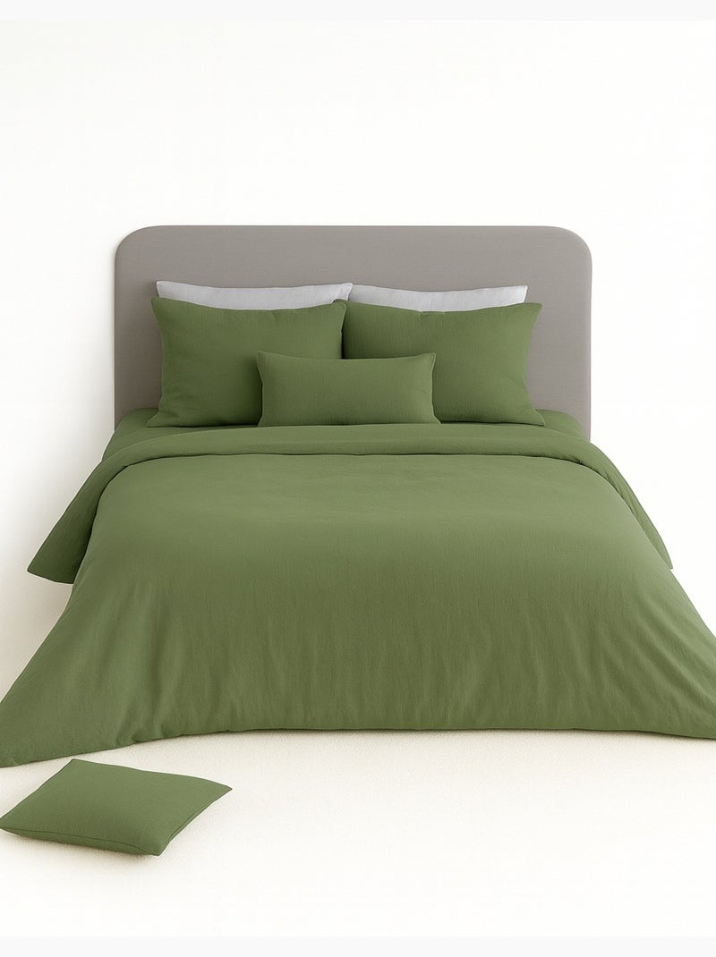 Juego de cama liso de gasa de algodón Caqui - Kiabi