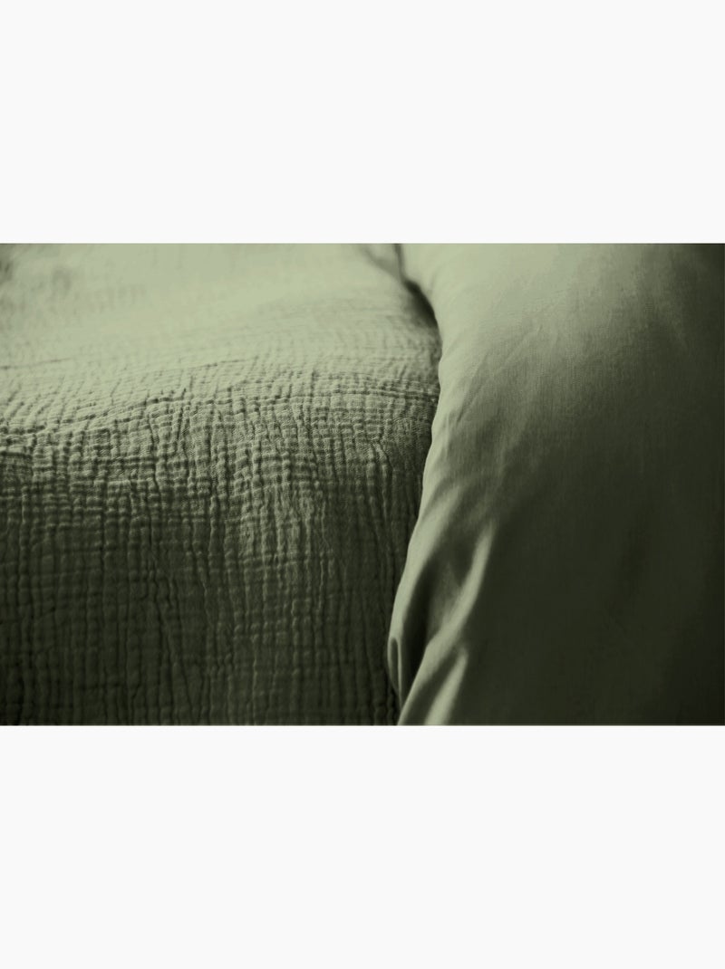 Juego de cama liso de gasa de algodón Caqui - Kiabi