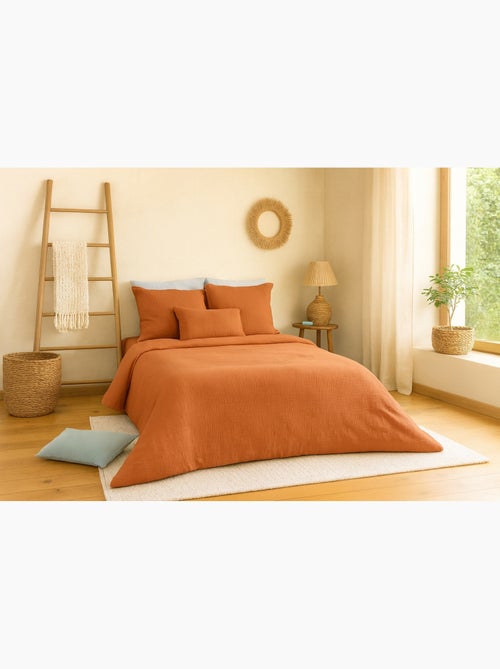 Juego de cama liso de gasa de algodón - Kiabi Juego de cama liso de gasa de algodón - Kiabi