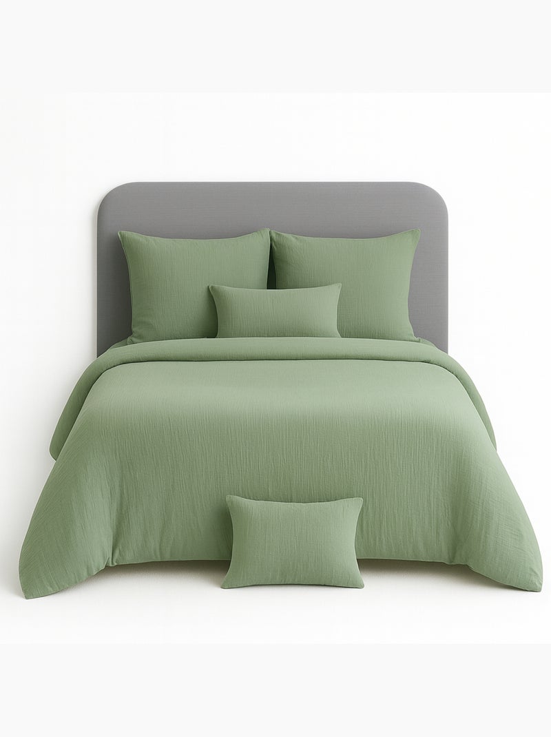 Juego de cama liso de gasa de algodón Verde - Kiabi