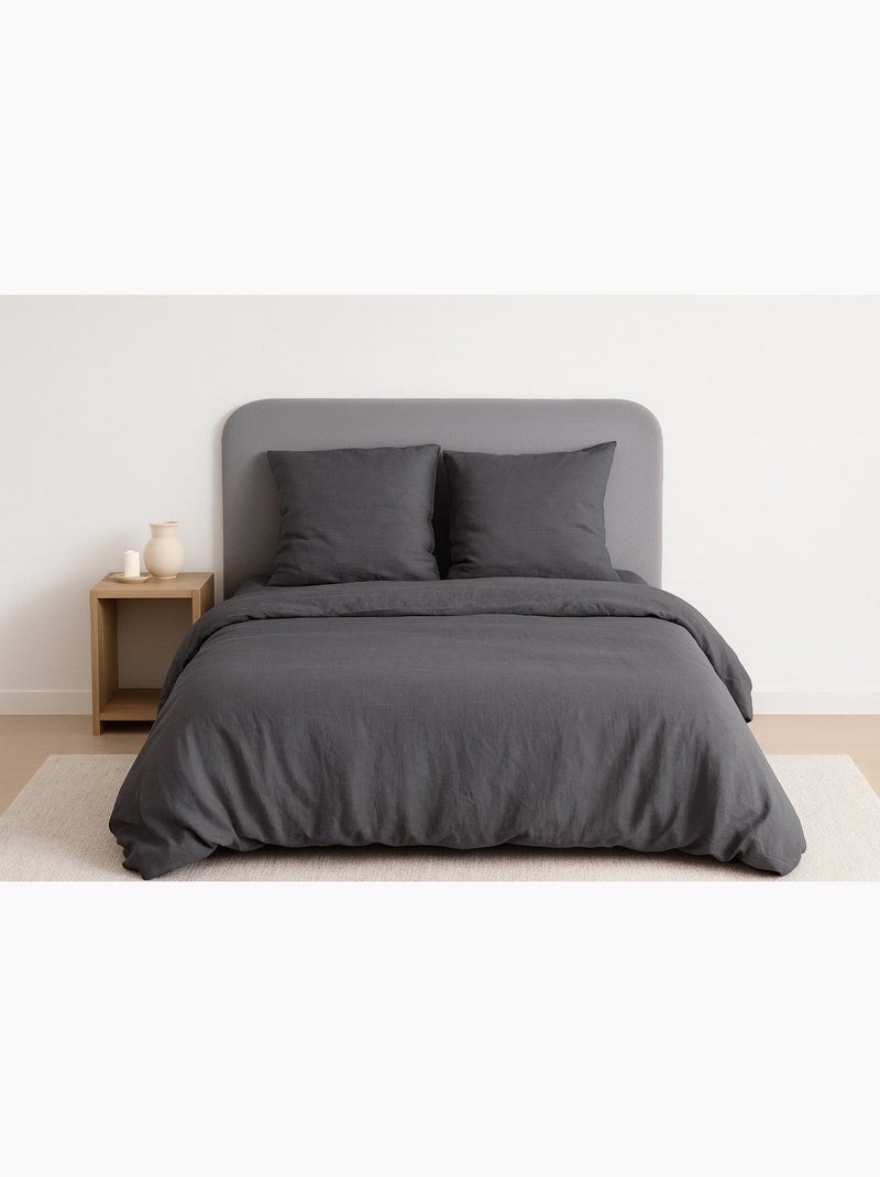 Juego de cama liso de microfibra lavada Gris antracita - Kiabi