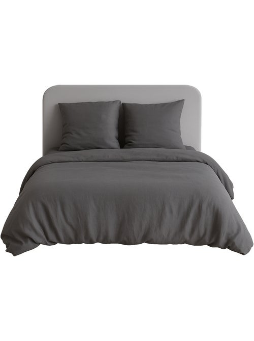 Juego de cama liso de microfibra lavada - Kiabi