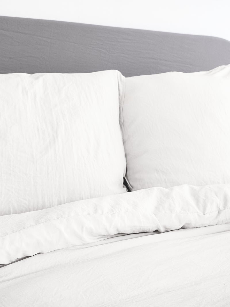 Juego de cama liso ultra suave - 1 o 2 personas blanco - Kiabi