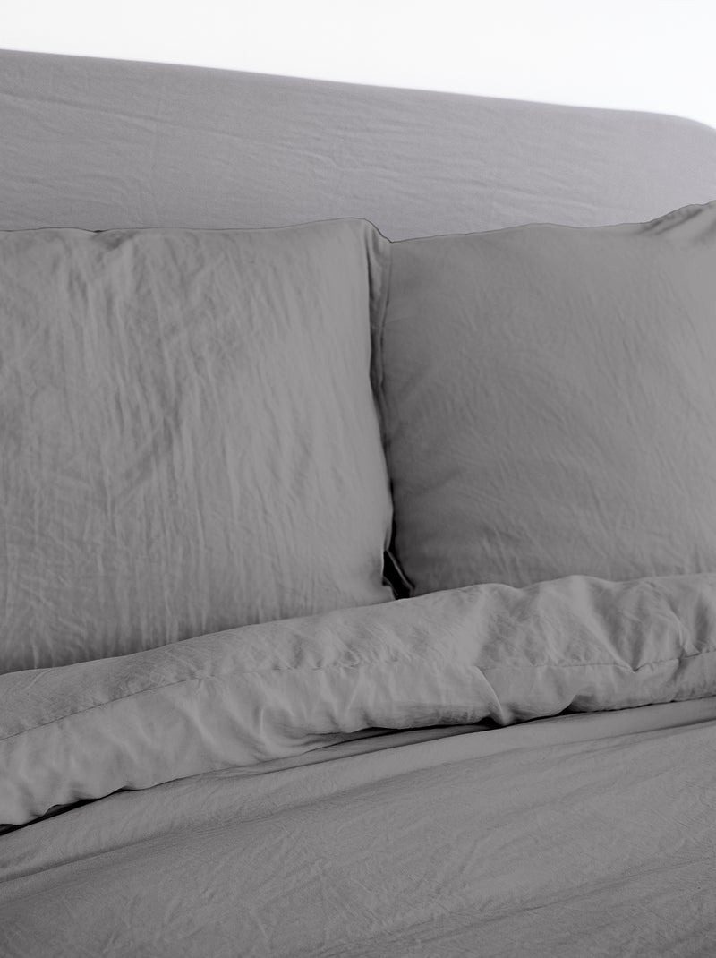 Juego de cama liso ultra suave - 1 o 2 personas GRIS - Kiabi