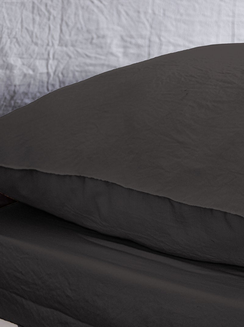 Juego de cama liso ultra suave - 1 o 2 personas Negro - Kiabi