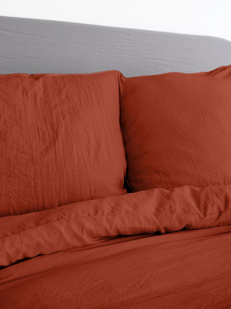 Juego de cama liso ultra suave - 1 o 2 personas ROJO - Kiabi