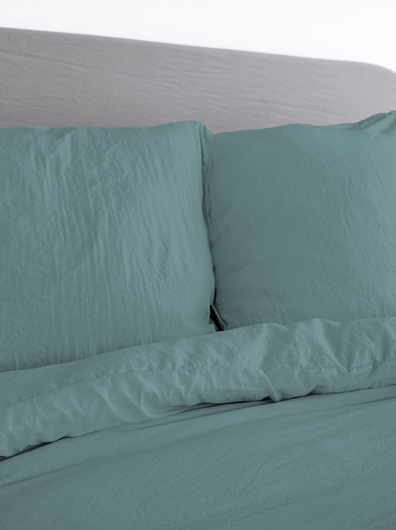 Juego de cama liso ultra suave - 1 o 2 personas Verde - Kiabi
