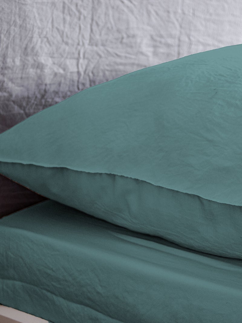 Juego de cama liso ultra suave - 1 o 2 personas Verde - Kiabi