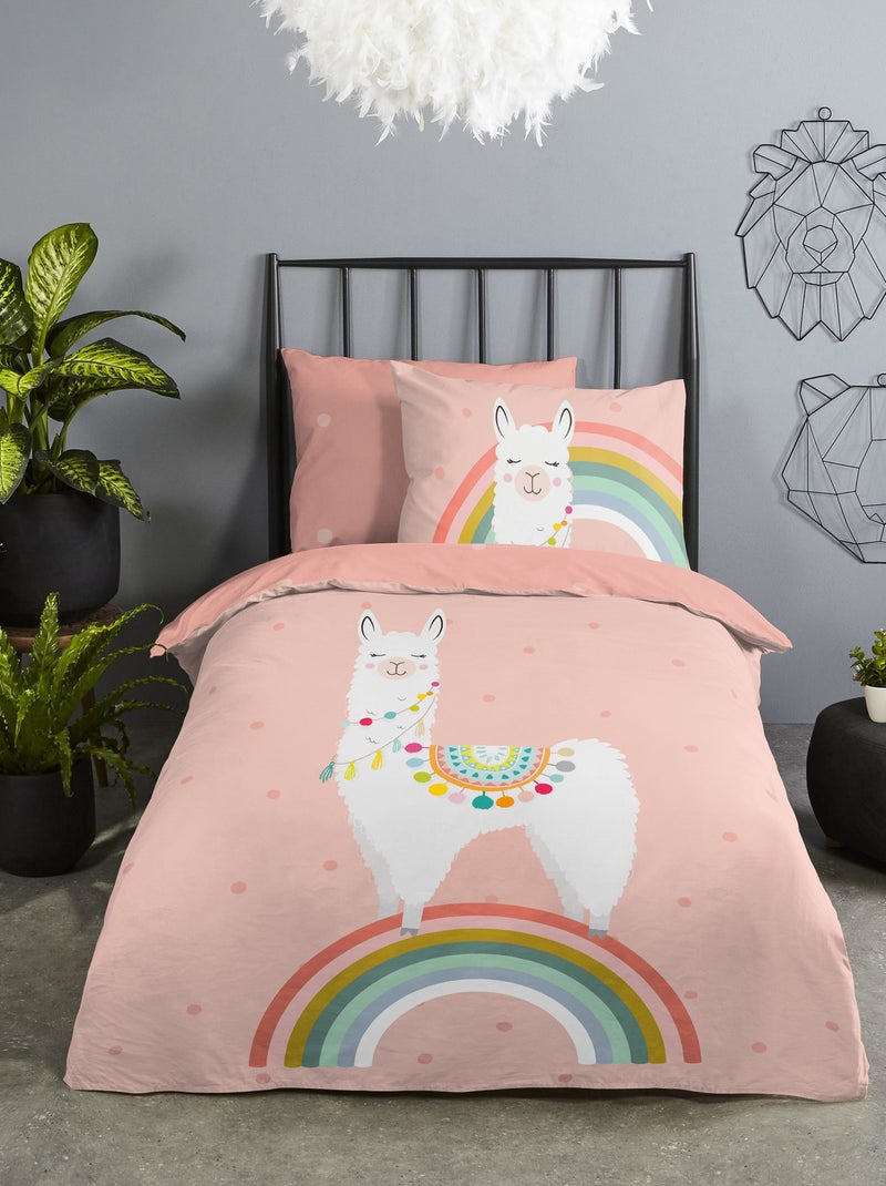 Juego de cama llama  - Individual ROSA - Kiabi