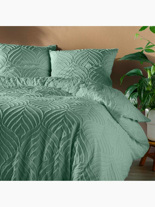 Juego de cama – microfibra tufting motivo hojas + 2 fundas de almohada - Kiabi Juego de cama – microfibra tufting motivo hojas + 2 fundas de almohada - Kiabi