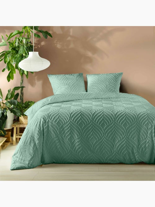 Juego de cama – microfibra tufting motivo hojas + 2 fundas de almohada - Kiabi Juego de cama – microfibra tufting motivo hojas + 2 fundas de almohada - Kiabi