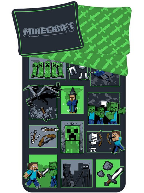 Juego de cama minecraft survival mode 140x200 cm - funda nórdica infantil - Kiabi Juego de cama minecraft survival mode 140x200 cm - funda nórdica infantil - Kiabi