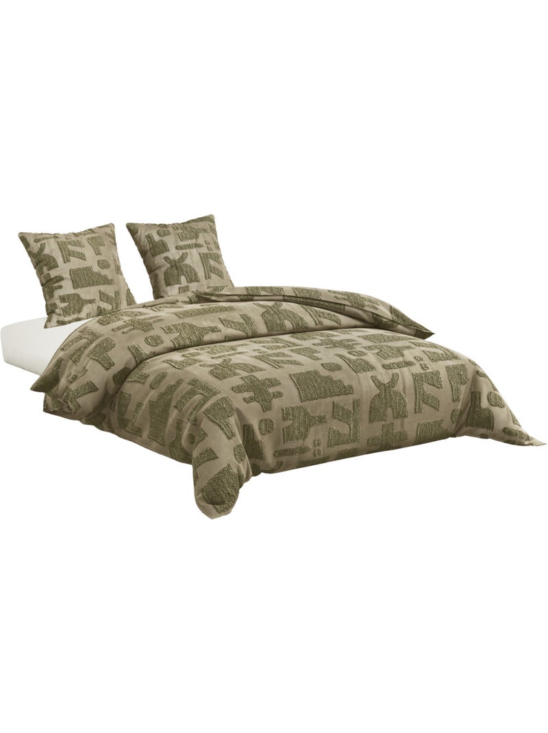 Juego de cama nyero, 220 x 240 cm, verde Caqui - Kiabi
