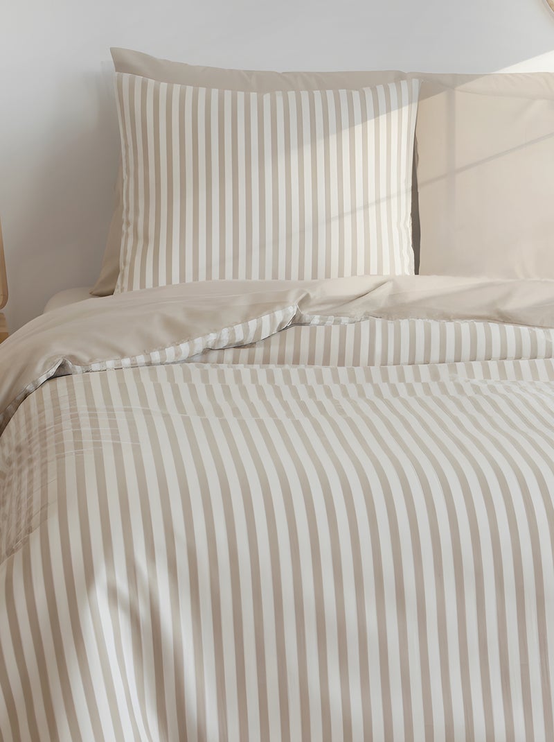 Juego de cama para 2 personas (240 x 220 cm o 260 x 240 cm) - 1 funda nórdica + 2 fundas de almohada Beige - Kiabi