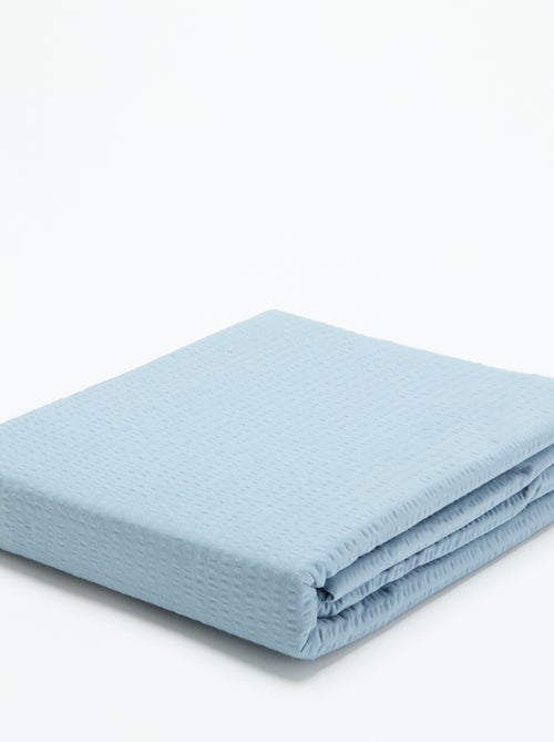 Juego de cama para 2 personas 260 x 240 cm de seersucker - Kiabi Home - Azul - Kiabi Juego de cama para 2 personas 260 x 240 cm de seersucker - Kiabi Home - Azul - Kiabi
