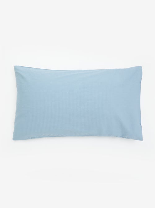 Juego de cama para 2 personas 260 x 240 cm de seersucker - Kiabi Home - Azul - Kiabi Juego de cama para 2 personas 260 x 240 cm de seersucker - Kiabi Home - Azul - Kiabi
