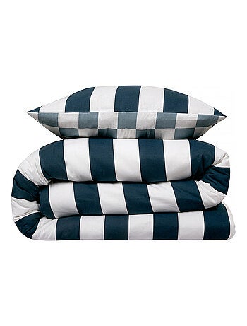 Juego de cama para 2 personas con diseño de cuadros a rayas reversible