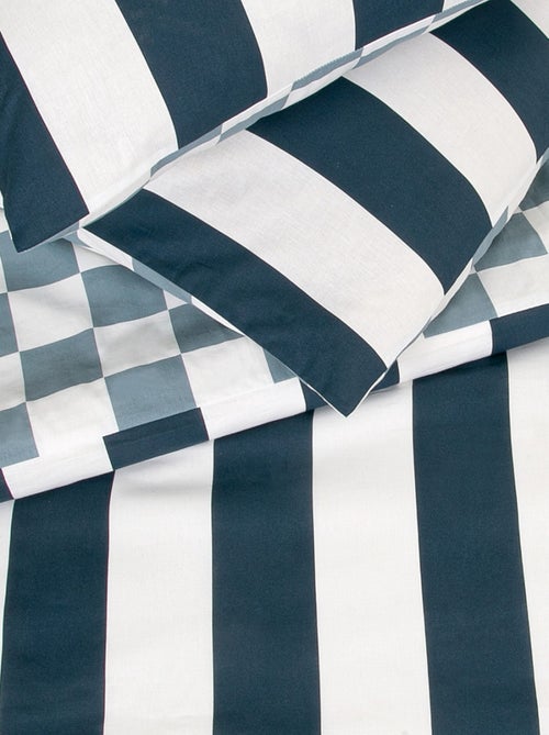 Juego de cama para 2 personas con diseño de cuadros a rayas reversible - Kiabi