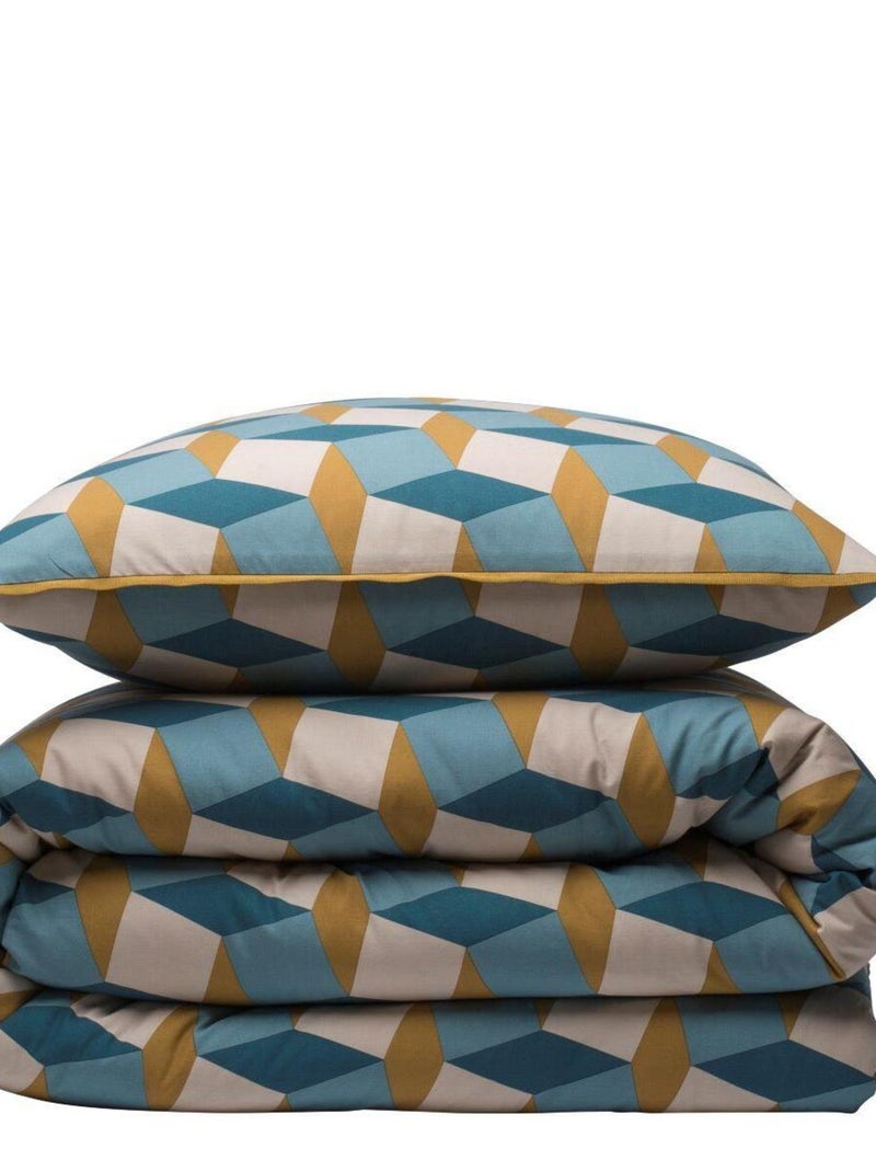 Juego de cama para 2 personas con diseño geométrico de rombos Azul - Kiabi