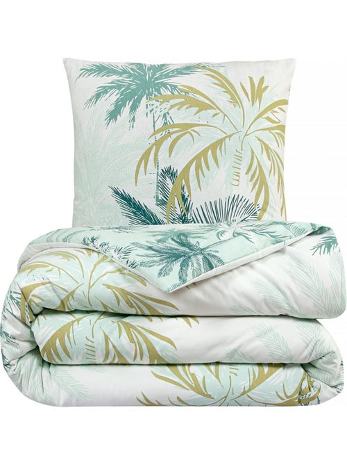 Juego de cama para 2 personas con estampado de hojas reversible - Kiabi Juego de cama para 2 personas con estampado de hojas reversible - Kiabi