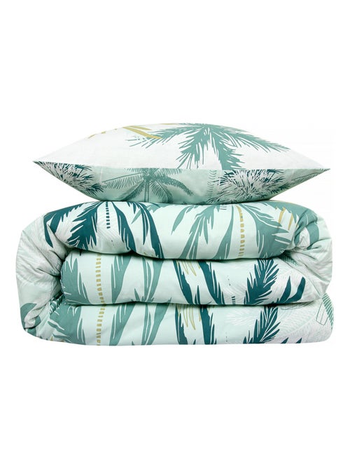 Juego de cama para 2 personas con estampado de hojas reversible - Kiabi Juego de cama para 2 personas con estampado de hojas reversible - Kiabi