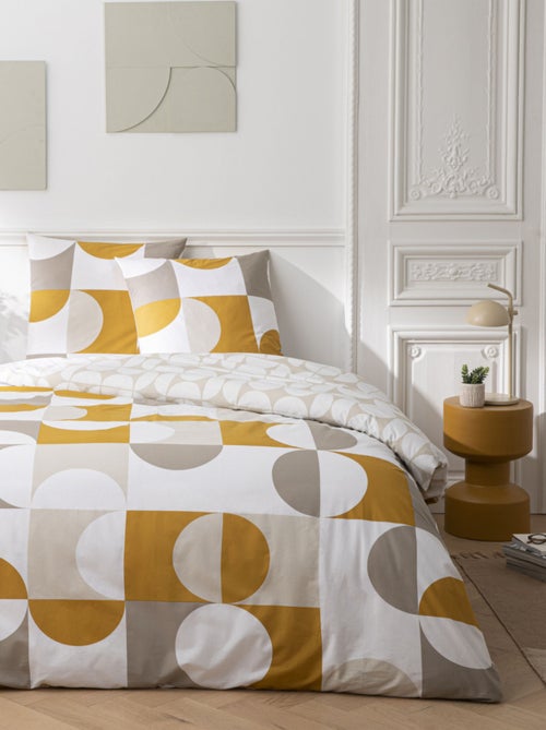 Juego de cama para 2 personas con estampado geométrico reversible - Kiabi Juego de cama para 2 personas con estampado geométrico reversible - Kiabi