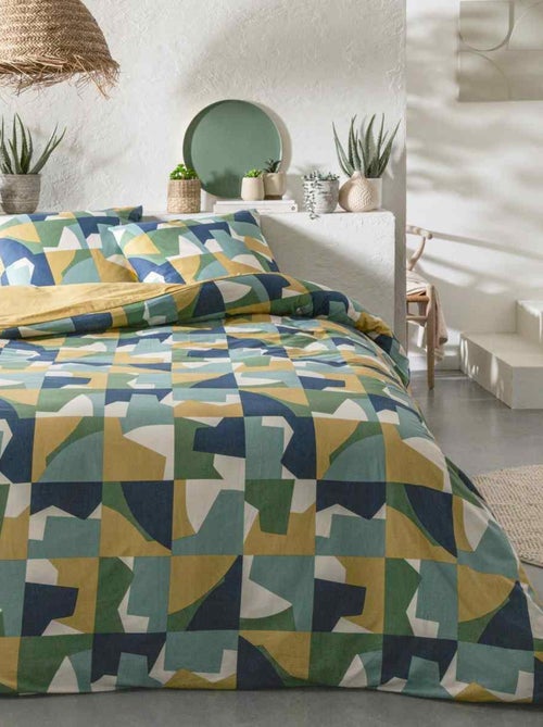 Juego de cama para 2 personas, diseño geométrico, algodón de 57 hilos - Kiabi Juego de cama para 2 personas, diseño geométrico, algodón de 57 hilos - Kiabi