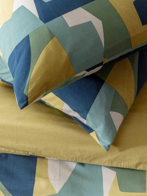 Juego de cama para 2 personas, diseño geométrico, algodón de 57 hilos - Kiabi Juego de cama para 2 personas, diseño geométrico, algodón de 57 hilos - Kiabi