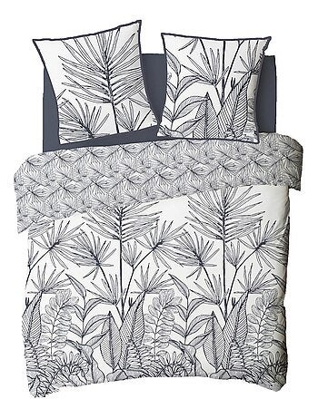Juego de cama para 2 personas en algodón estampado floral reversible