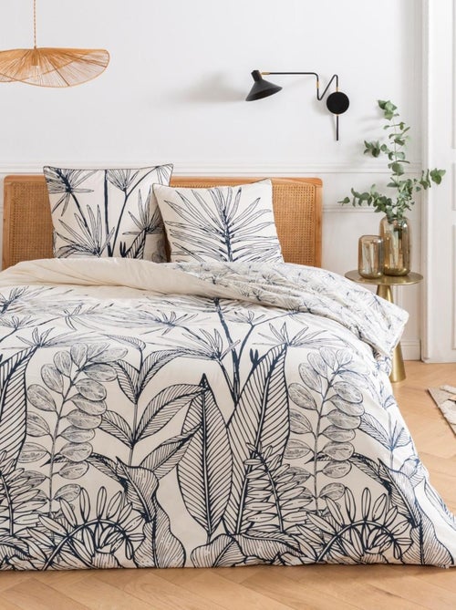 Juego de cama para 2 personas en algodón estampado floral reversible - Kiabi