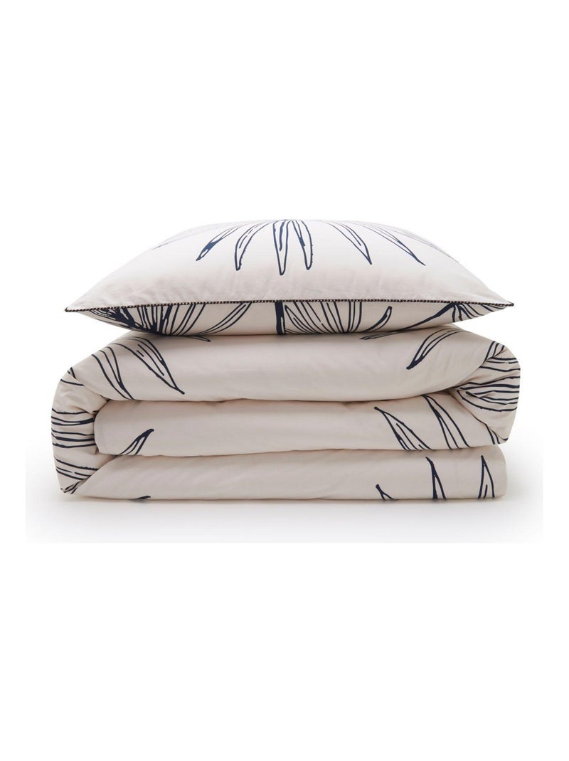 Juego de cama para 2 personas en algodón estampado floral reversible Blanco - Kiabi