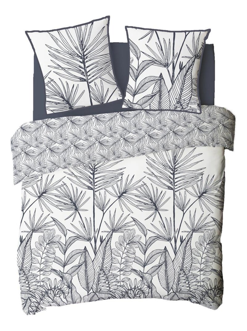 Juego de cama para 2 personas en algodón estampado floral reversible Blanco - Kiabi