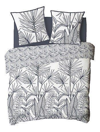 Juego de cama para 2 personas en algodón estampado floral reversible