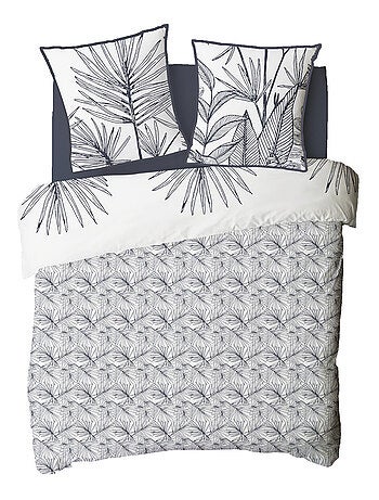Juego de cama para 2 personas en algodón estampado floral reversible