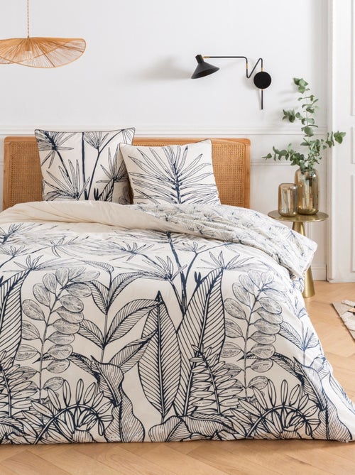 Juego de cama para 2 personas en algodón estampado floral reversible - Kiabi Juego de cama para 2 personas en algodón estampado floral reversible - Kiabi